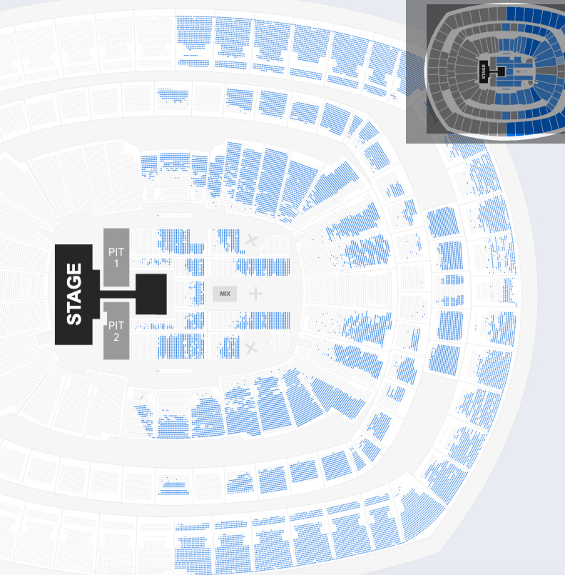 Screenshot of Ticketmaster on September 20th showing many empty seats