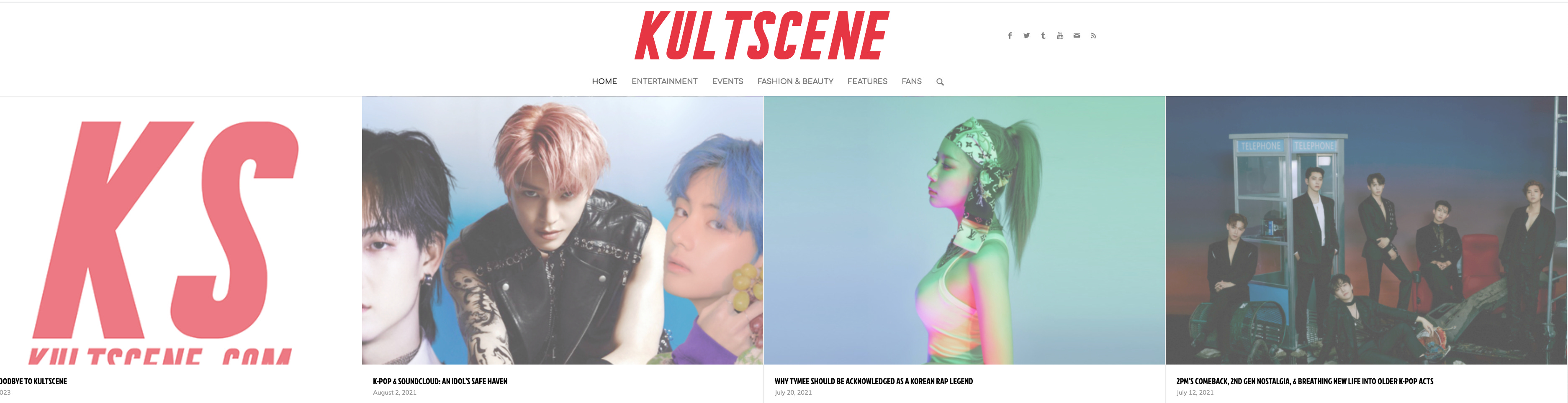Kultscene's front page on May 22, 2022