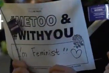 "#MeToo & #With You" "I'm Feminist!!<3" poster from protester