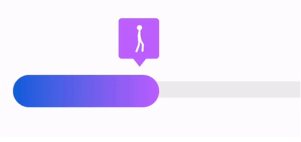 Purple and blue status bar with a little white stick figure walking in a purple chat bubble AKA Ticketmaster's little asshole