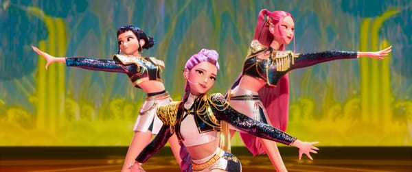Huntrix performing: Zoey, Rumi, Mira